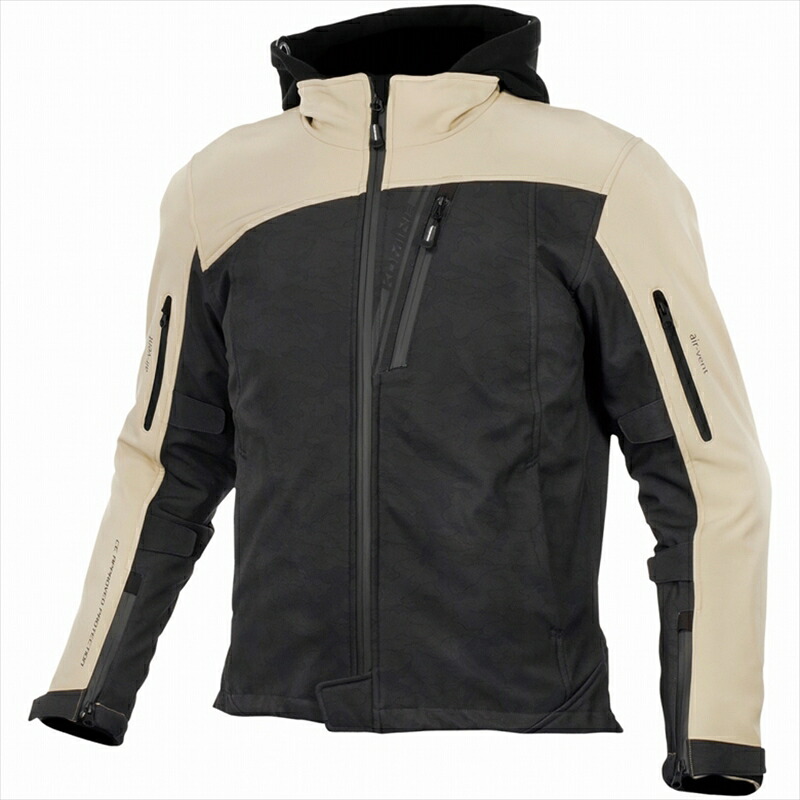 バイク用品 ウェアコミネ JK-590 PソフトシェルWパーカ Black Camo/Beige 3XL07-590 4573325752955｜バイク用品はとやグループ2号店