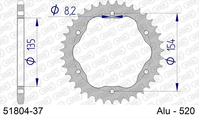 バイクパーツ AFAM(アファム) Rスプロケット 520-37 51804-37 4548664548835