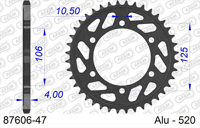 バイクパーツ AFAM(アファム) Rスプロケット 520-47 87606-47 4548664549740