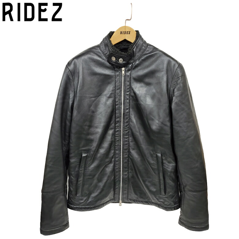 バイク用品ジャケットRIDEZ(ライズ)シングルライダースジャケット RLWJ008革ジャン レザー ボア 保温 ブラック 秋冬用｜バイク用品はとやグループ2号店