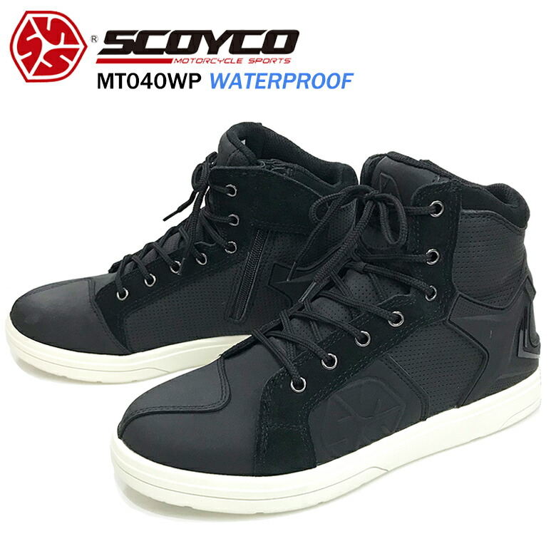 【62%OFF!】 贅沢屋の バイク用品 シューズSCOYCO スコイコ MT040WP 防水ライディングシューズライディング 街乗り 普段履き スニーカー 防水 黒 elma-ultrasonic.be elma-ultrasonic.be