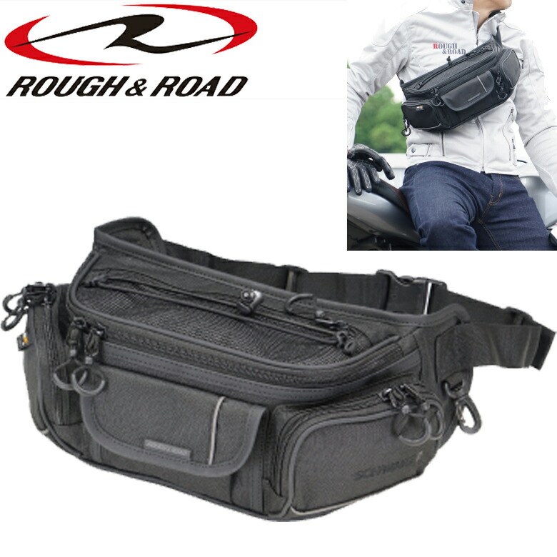 【5日前後で発送】 バイク用品バッグ ROUGH&ROAD(ラフ&ロード)SCHWARZ R ウエストバッグ ワイド RR9553 ウエストバッグ コーデュラ CORDURA 取寄品