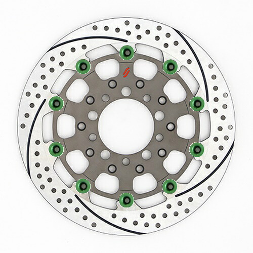 バイク用品 ブレーキ クラッチ SUNSTAR BRAKE サンスター プレミアムR スリット＆ホール L ZRX1200DAEG(φ310)ピン:グリーン ES207WL-GR 4589719033739