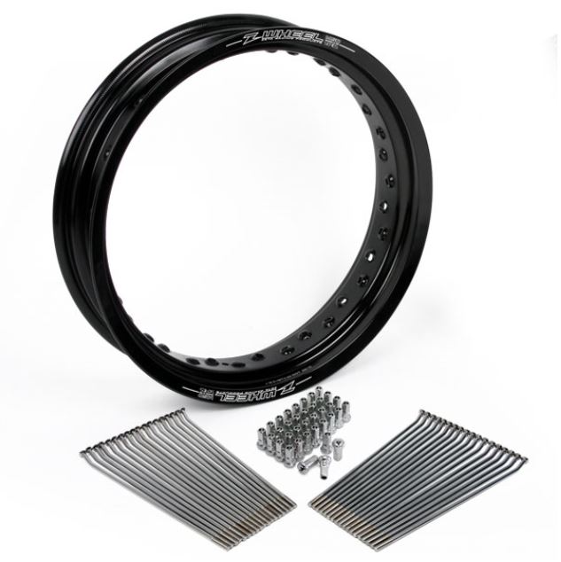 バイク用品 タイヤ ホイール Z-WHEEL ズィーウィール モタードリムセット BLKリム＋SUSスポーク SLVアルミニップル F RMZ250 07- RMZ450 05- W26-15011 4547836244087