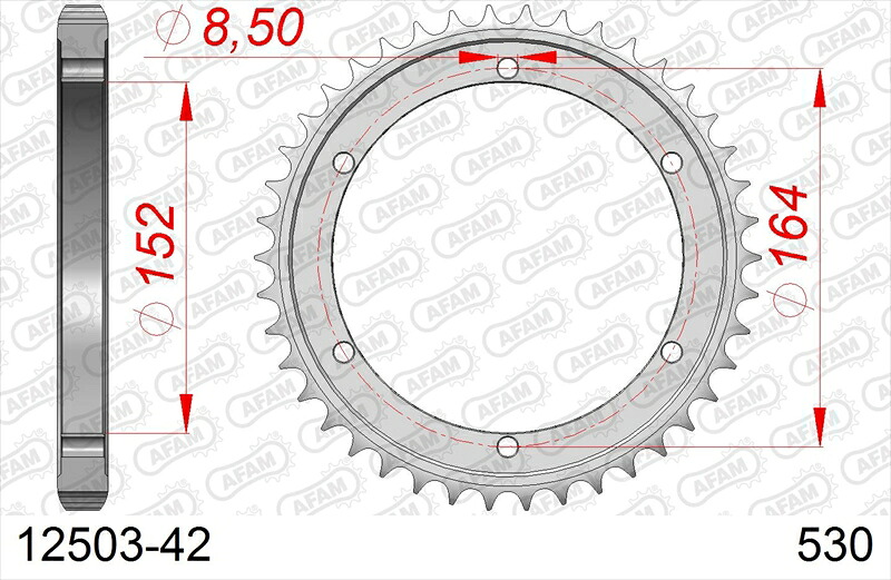 バイクパーツ AFAM(アファム) Rスプロケット 530-42 スチール 12503-42 4550255321123