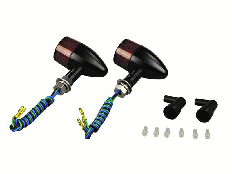 電装系 ケズリ砲弾ウインカー 2個入 ショートステー ブラック/オレンジ ダブル球 091498-S6 4945716914974 取寄品