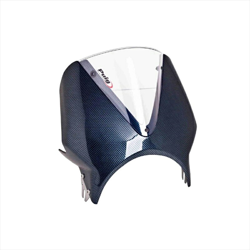 バイクパーツ 外装プーチ WindshieldVisionクリア/カーボン003CW 4550255189907ネイキッド車 汎用 (ネイキッド用汎用スクリーン)｜バイク・バイク用品はとやグループ