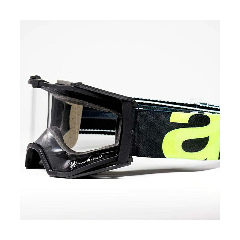 バイクパーツARIETE(アリート) 8K FLUO ゴーグル 14960-F0084550646163844フレーム：ブラック/レンズ：クリア/ストラップ：ブラック｜バイク・バイク用品はとやグループ