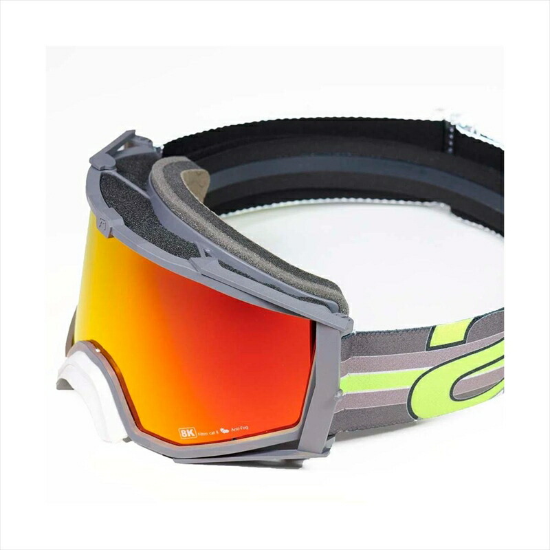 バイクパーツARIETE(アリート) 8K TOP FLUO ゴーグル 14960-TF0094550646164087フレーム:グレー/レンズ:レッドミラー/ストラップ:グレー|バイク・バイク用品はとやグループ