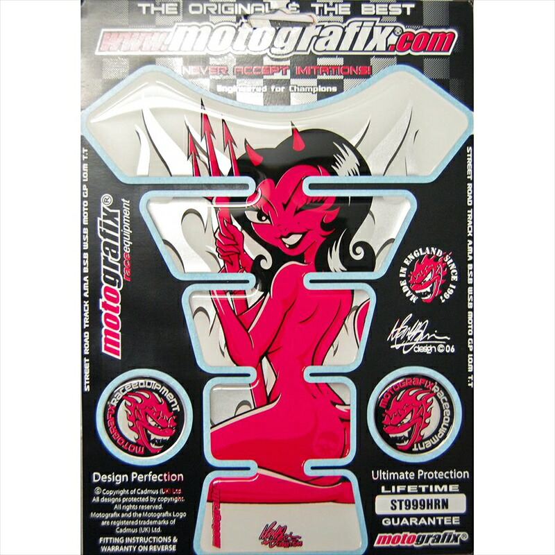 バイクパーツ 外装 モトグラフィックス タンクパッド WHT/GRY、BLK、PINK MT-ST999HRN 4580041223799 She Devil Horny Demon Lucifer