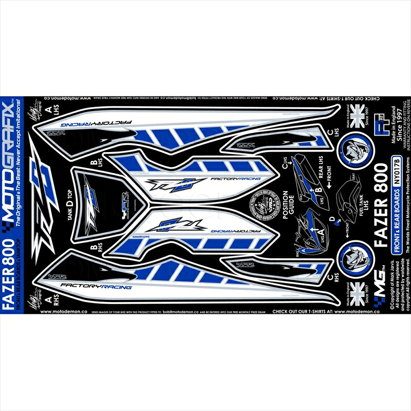 バイクパーツ アクセサリー モトグラフィックス ボディパッド FRONT MT-NY017B 4580041224017 FZ8(Fazer800) 10-