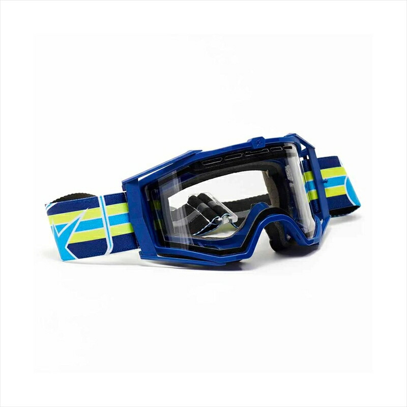 【5日前後で発送】バイクパーツ ARIETE(アリート) 8K ENDURO ゴーグル 14960-EAG 4550646163776 フレーム：ブルー/レンズ：ダブル クリア/ストラップ：ストライプ