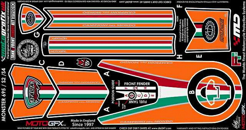 バイクパーツ MOTO GRAFIX(モトグラフィックス) ボディパッド タンク/フロントフェンダー MT-DTF001O 4580041200714