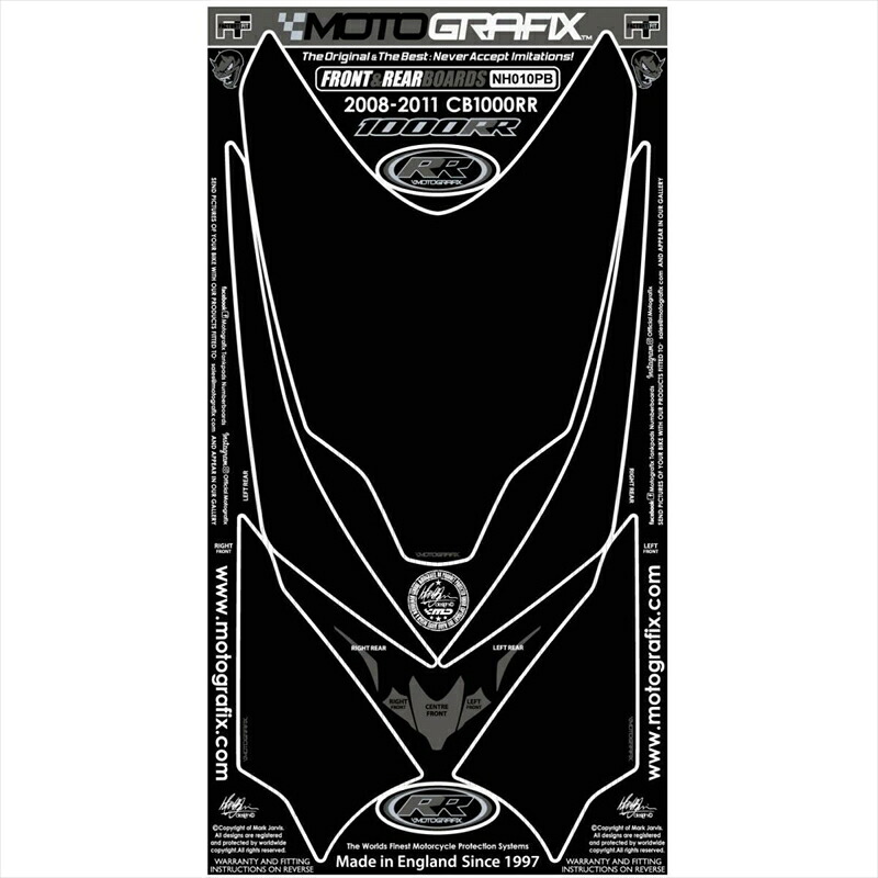 バイクパーツ アクセサリー モトグラフィックス ボディパッド FRONT/REAR MT-NH010PB 4580041227339 CBR1000RR 08-09