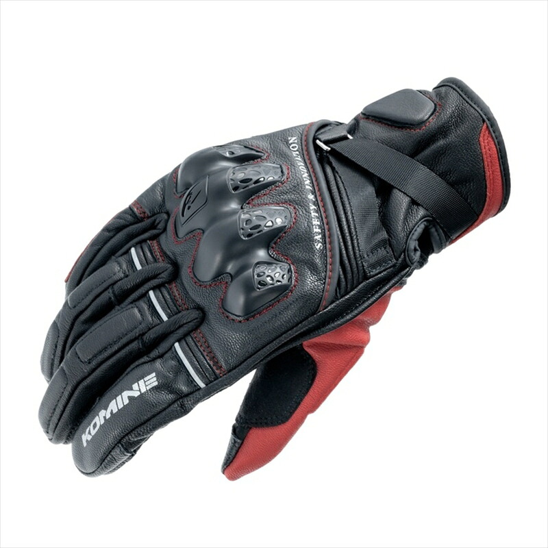 【5日前後で発送】バイクパーツ ウェア KOMINE(コミネ) GK-854 LEATHER P ウインターグローブ HG BLK-RED XL 06-854 4582611235126