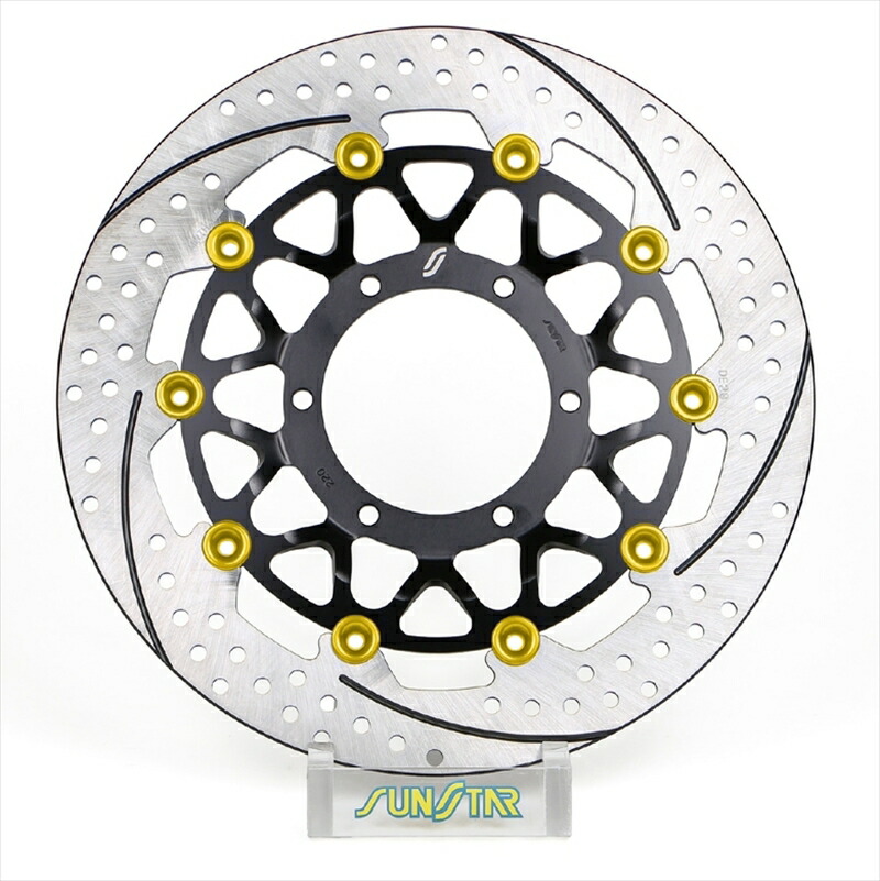 バイクパーツ SUNSTAR BRAKE(サンスター ブレーキ) プレミアムR 右 ホール＆スリット/フルフローティング/4.5mm厚 ET220FR-GD 4570011733984