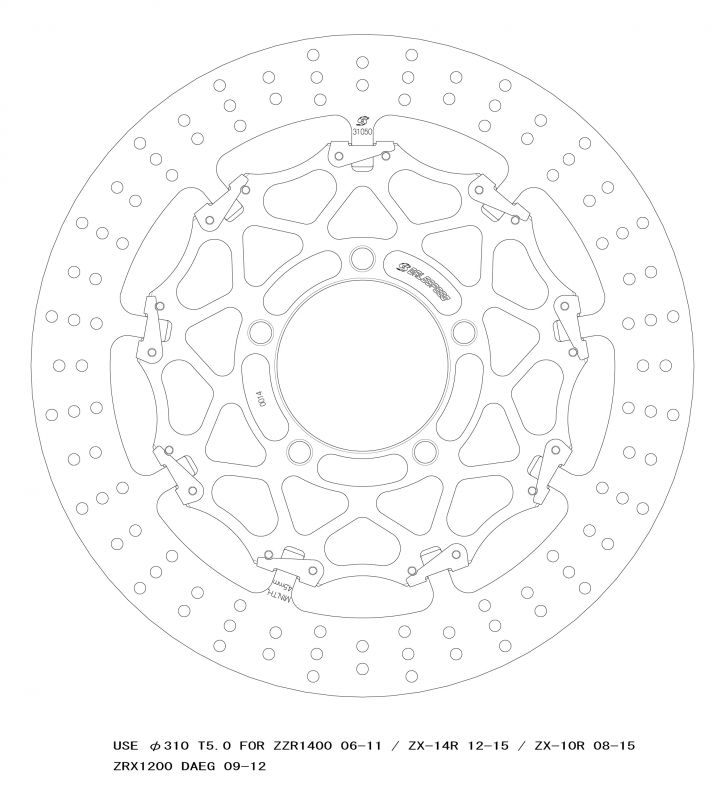 クロスロックディスクローターFφ310 R T\u003d5.0 F ZX-10R 08-15/ZX-14R 12-20/ZRX1200 DAEG ABS車可 GSBDF0014R 4538792794037 取寄品