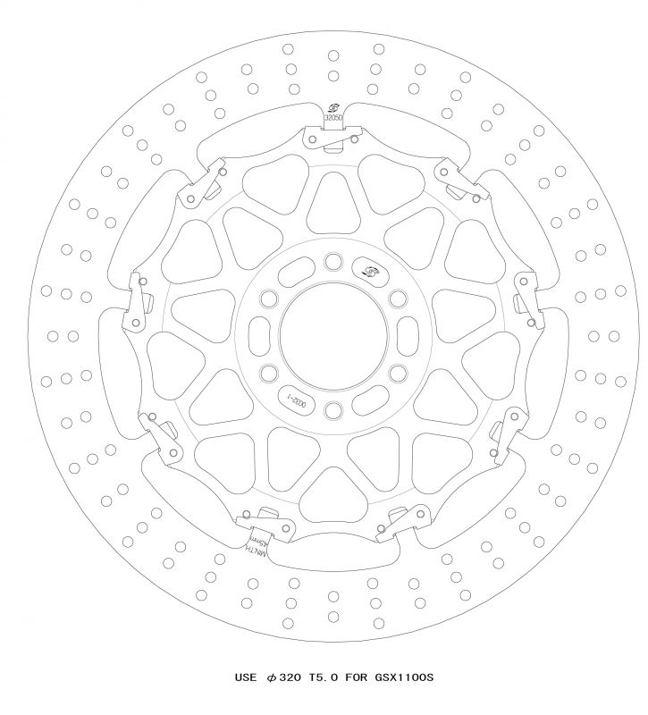クロスロックディスクローターFφ320 L T=5.0 F GSX1100S FE不可 オフセット26.5 カスタムサイズGSBDF0032L 4538792835877取寄品｜バイク・バイク用品はとやグループ 27,507円