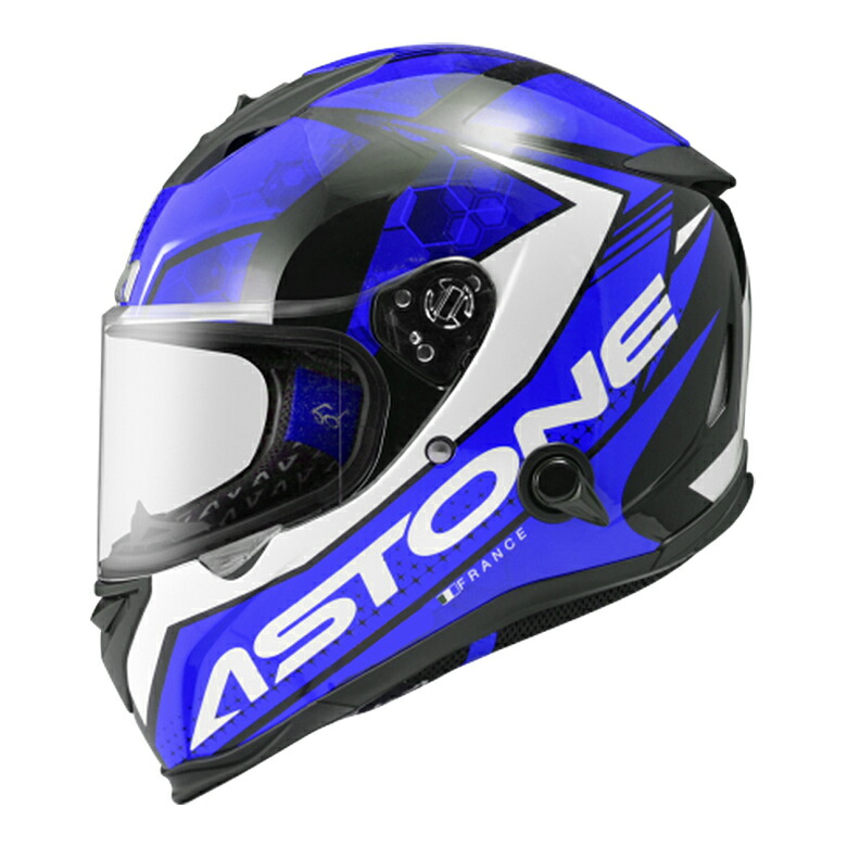 【在庫有り】ASTONE(アストン)フルフェイスヘルメット GTB800 ABS インナーシールド装備 着脱式内装 バイク用 軽量 エアロダイナミクス グラフィック BLACK/AO11 BLUE 　PSマークの種類（PSC）届出事業者名（株式会社はとや）