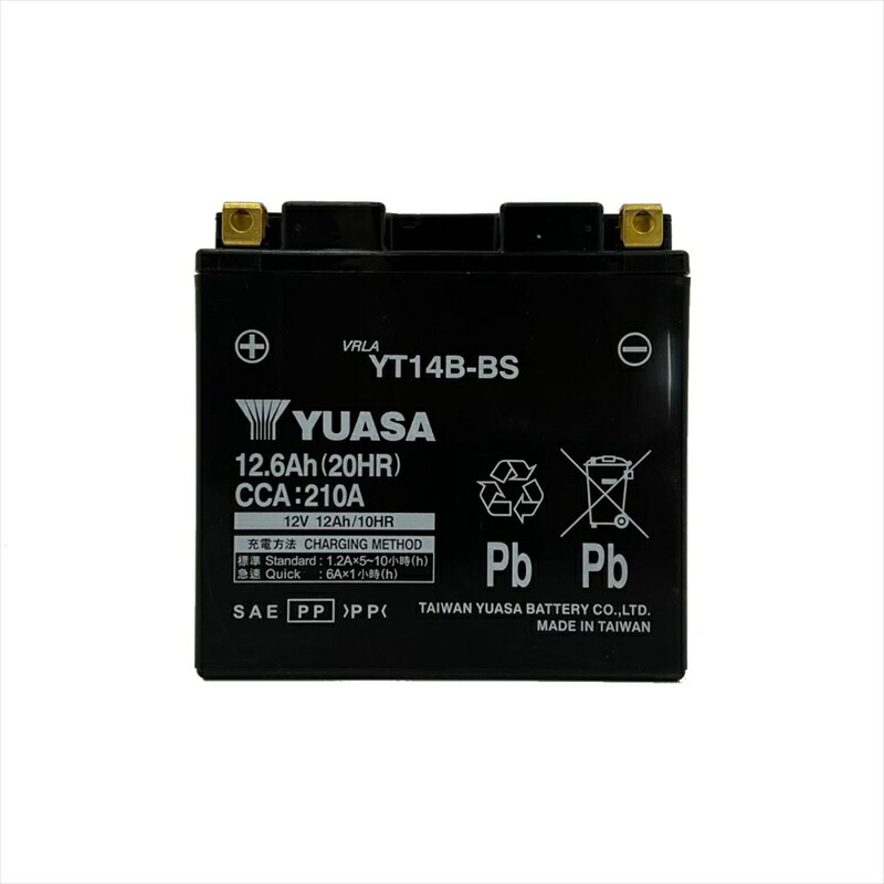 【5日前後で発送】バイクパーツ TAIWAN YAUASA PLOT(台湾YUASA) バッテリー 12V 制御弁式 YT14B-BS 4550255632717 互換：GTX14-BS/FTX14-BS