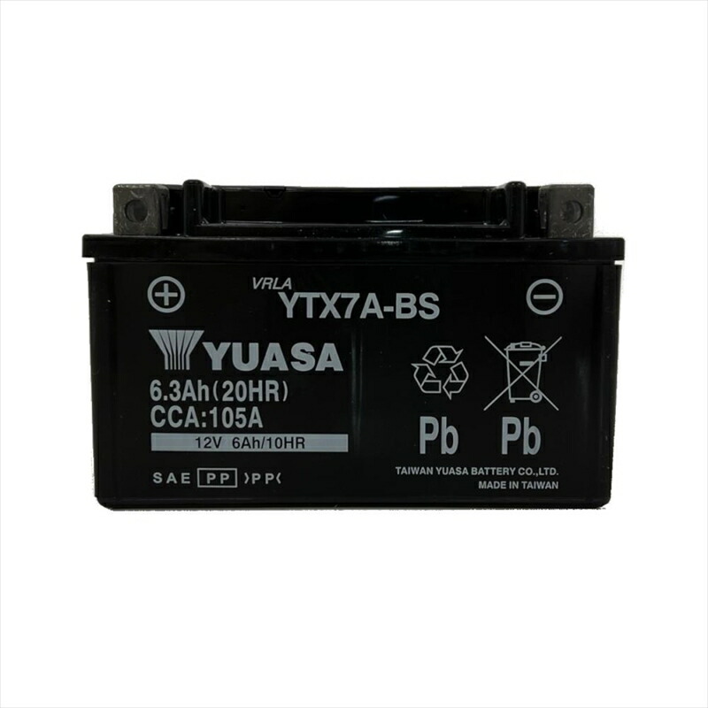 【5日前後で発送】バイクパーツ TAIWAN YAUASA PLOT(台湾YUASA) バッテリー 12V 制御弁式 YTX7A-BS 4550255632793 互換：GTX7A-BS/FTX7A-BS/KTX7A-BS