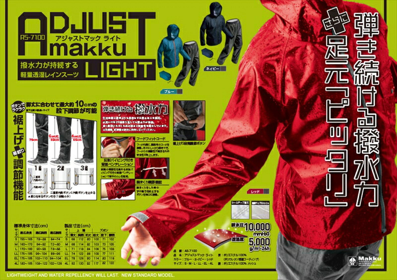 バイク用品 ウェア レインウェア Makku マック ELレインウエア ネイビー ＃S AS-7100