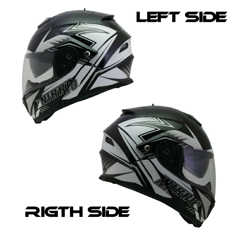 NIKKOHELMETN-902ホワイト/グローグリーンシステムヘルメットバイク蓄光光るヘルメット防寒カッコいいオシャレ