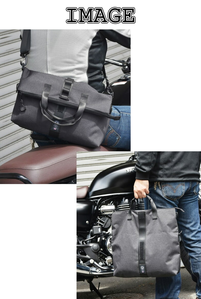 バイク用品バッグACECAFELONDON(エースカフェロンドン)ショルダートートバッグAB002SB-BK肩掛け撥水簡易防水ブラック取寄品