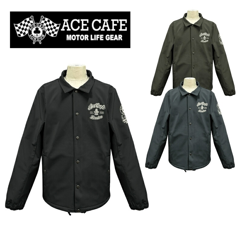 バイク用ジャケット ACE CAFE LONDON(エースカフェロンドン)WP ウォーム コーチジャケット FS2501WJ 男女兼用 ポリエステル 保温 ブラック 秋冬