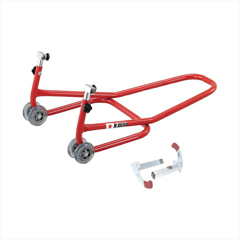 【5日前後で発送】バイク用メンテナンススタンドJTRIP(ジェイトリップ) ロングローラースタンド(Vウケ) レッド JT-122VRD 4571189780688｜バイク・バイク用品はとやグループ