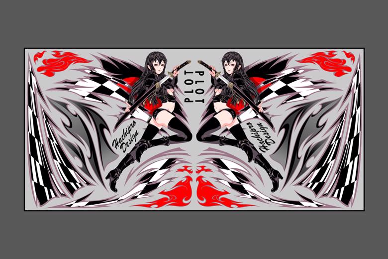バイク用品 アクセサリー PLOT プロト デカール 刀ガール BLK L 汎用 Lサイズ PDK101B-L 4548916469857