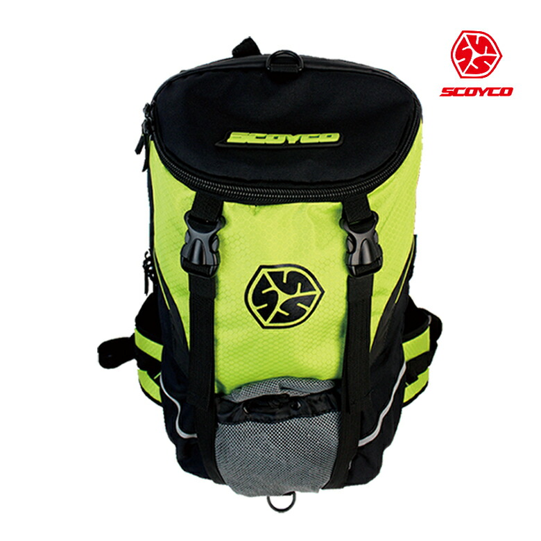 【送料無料】バイク用品ライディングバッグ容量18Lレインカバー付バックパック春夏秋冬グリーンユニセックスSCOYCO(スコイコ)MB17