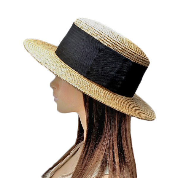 Kozkoz 麦稈 カンカン帽 太シュロの葉 イタリアリボン つば広被り笠 根っから素材 キャノチェ ボーターハット 麦わらハット 金モールハット 麦わらシャポー レディース 御上 春月夏場 ぐんぐん 岡本帽子 Ob 003 帽子 送料無料 Cannes Encheres Com