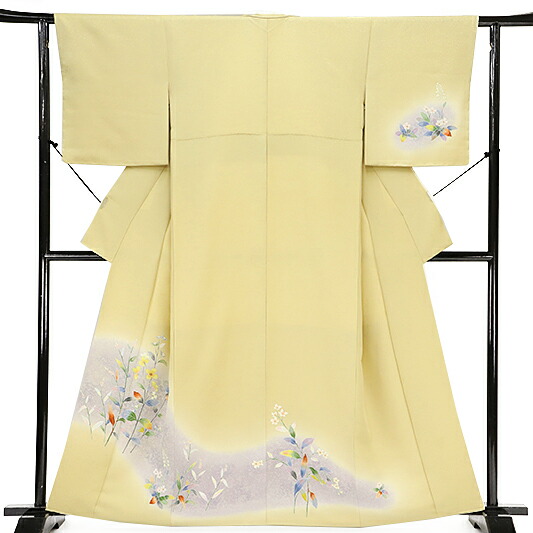 楽天市場】岡重 訪問着 結城紬 水色 葡萄更紗 ぶどう 葡萄 唐草 正絹