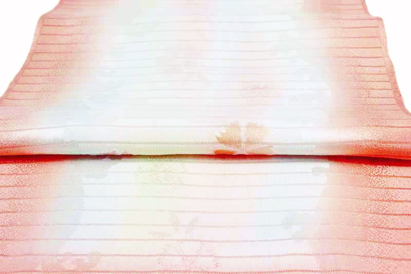 在庫処分 帯締め 帯揚げ セット 夏 夏物 翠嵐工房 紗 落ち着いたピンク ピンクベージュ サーモンピンク グラデーション ぼかし 友禅染 正絹 綸子 桜 桜柄 撚り房 友禅染 新品 上品 華やか 訪問着 お宮参り 羅 可愛い レース No 8 1238 Sermus Es