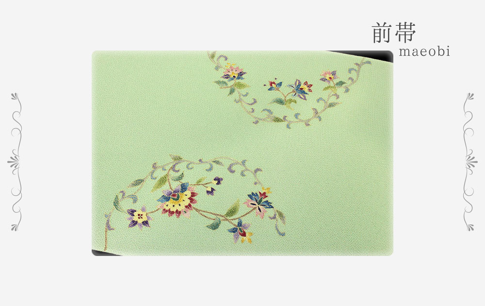 当店の記念日 カジュアル お洒落着 塩瀬 夏物 伊と幸 未仕立て 新品 岡重 老舗 国産生糸100 岡重謹製 浜ちりめん 正絹 金彩加工 金 模様 更紗 花唐草 黄緑 緑 グリーン 薄若竹色地 九寸 岡重 名古屋帯 かわいい No 7 0007 モダン 粋 かっこいい おしゃれ