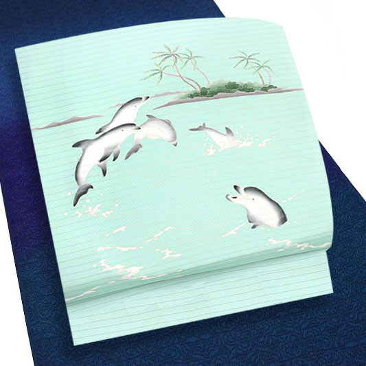 楽天市場】夏物 名古屋帯 十日町友禅 塩瀬 秀美 絽 水色 熱帯魚