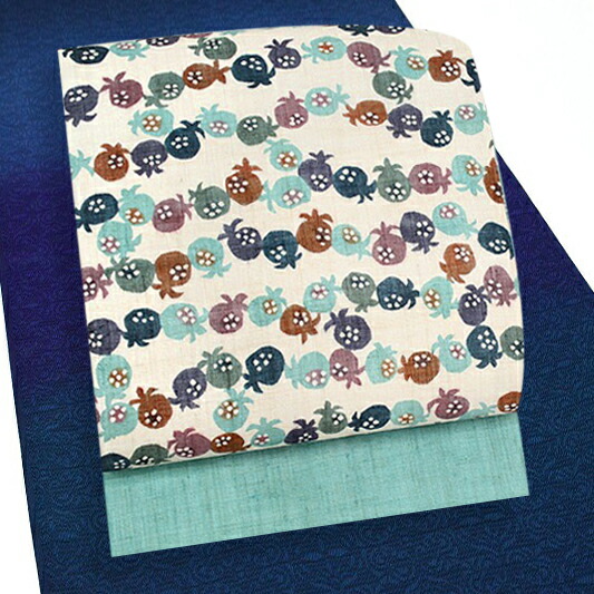 栗山吉三郎 名古屋帯 栗山紅型 和染紅型 紅型染 水色 ザクロ 本大麻 九寸 麻 手積み 手織り 夏物 新品 未仕立て お洒落着 カジュアル かわいい おしゃれ かっこいい 粋 モダン 涼しい 透け感 東京紅型 江戸紅型 本紅型 琉球紅型 受注生産 No 1900 Painfreepainrelief Com