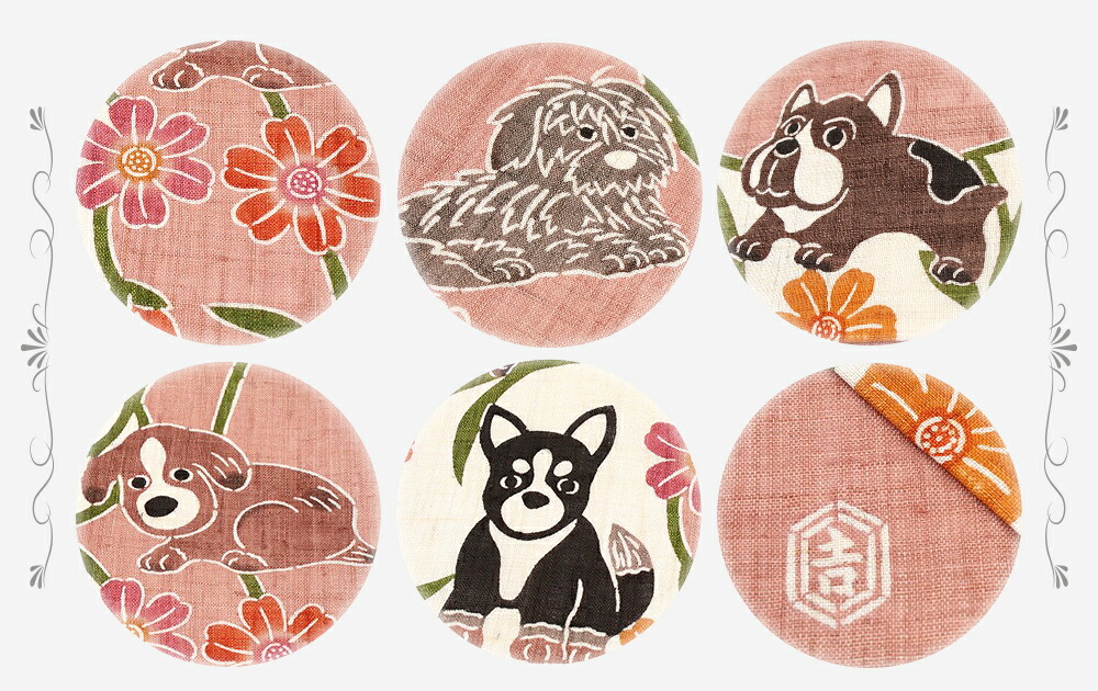 栗山吉三郎 名古屋帯 栗山紅型 和染紅型 紅型染 赤ベージュ 犬 花唐草九寸 麻 手積み 手織り 夏物 新品 未仕立て お洒落着 カジュアル かわいい おしゃれ かっこいい 粋 モダン 涼しい 透け感 東京紅型 江戸紅型 本紅型 琉球紅型 受注生産 No 1908