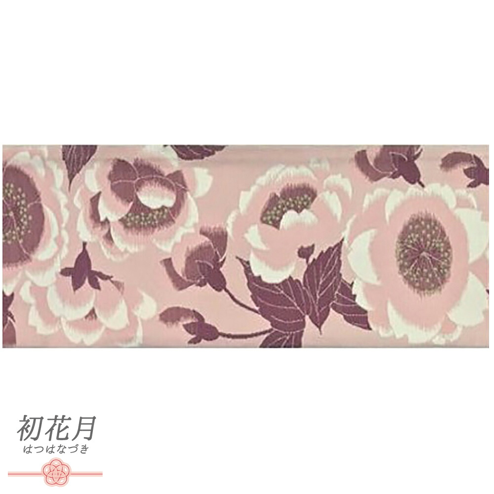 半幅帯 浴衣帯 ゆかた帯 正絹 桐生織 ピンク 花 八重桜 和柄 リバーシブル お洒落 新品 細帯 日本製 カジュアル 小紋 紬 浴衣 お取り寄せ No.10-5654｜はつはなづき