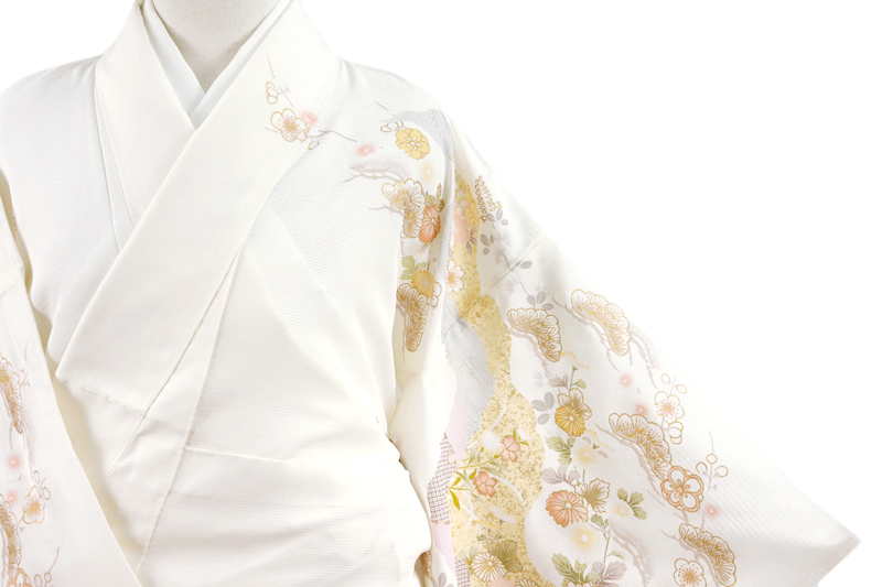 夏物 訪問着 着物 さくら 礼装用 松 撫子 白地 卒園式 オフホワイト 花