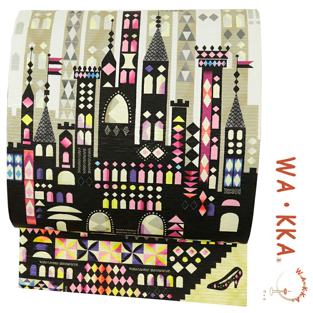 WA·KKA ワッカ　京袋帯　名古屋帯　梅　正絹　着物　小紋　モダン 楽天市場】名古屋帯 京袋帯 WA・KKA WAKKA ワッカ 「午前0時」 正絹