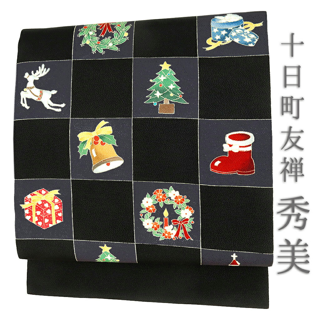 クリスマス　名古屋帯 雪の結晶 赤 クリスマス 名古屋帯 雪の結晶 赤