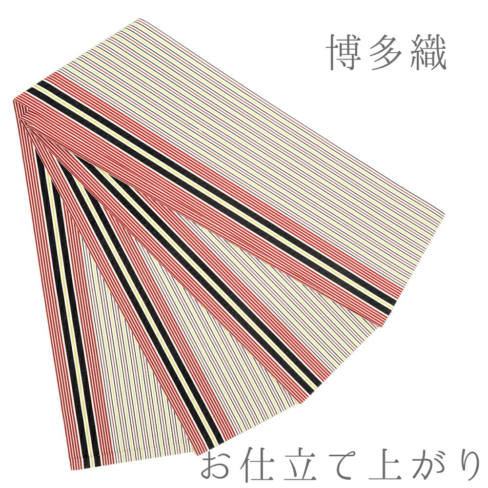 本場筑前　正絹　博多献上　半幅帯　そ2　お祭り　浴衣　花火　着物　和装小物 本場筑前「博多織」紗夏帯 - 献上柄 華皿 (白×白) 正絹 半幅帯