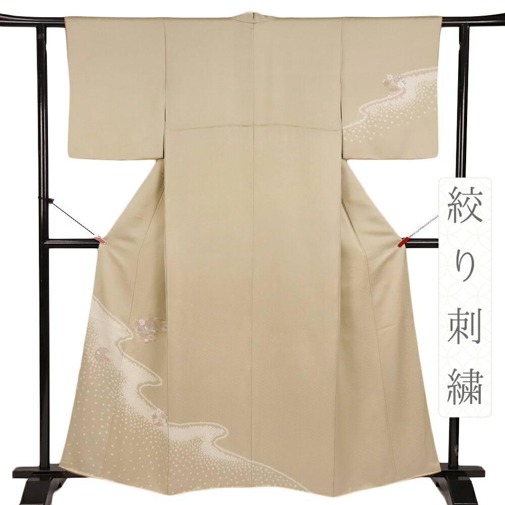 訪問着 着物 袷 手描き友禅 牡丹 菊 梅 桔梗 裄68 Ｌ 中古 sn1511 1cefe205c87a88444ff21a20211a98