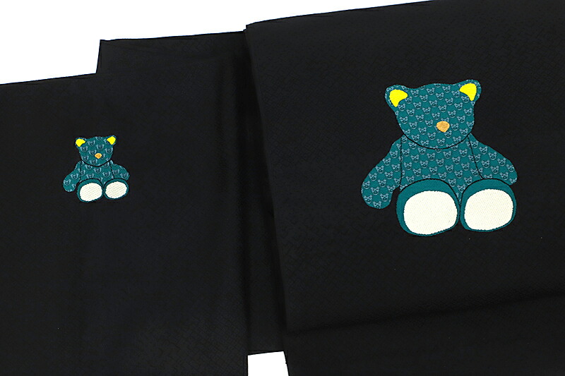 名古屋帯 山口美術織物 唐織 綸子 黒地 熊 テディベア 京都人の密かな愉しみ掲載 常盤貴子さん着用柄 新品 九寸 未仕立て品 お洒落着 シンプル カジュアル かわいい おしゃれ モダン ハロウィン No 1280 Spotbuycenter Com