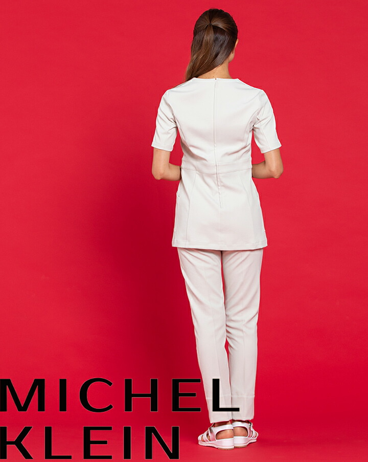 楽ギフ_のし宛書】 チュニック MICHEL KLEIN ミッシェルクラン ナース服 MK-0044 半袖 ストレッチ 透け防止 女性 レディース  チトセ エステ服 メディカルウェア 医師 医療用白衣 術衣 whitesforracialequity.org