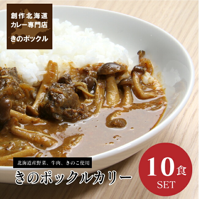 【送料込】きのポックルカレー 中辛 ビーフ&きのこ10食セット 中辛 木のポックル 化学調味料未使用 保存料未使用 冷蔵カレーセット 200gx10個