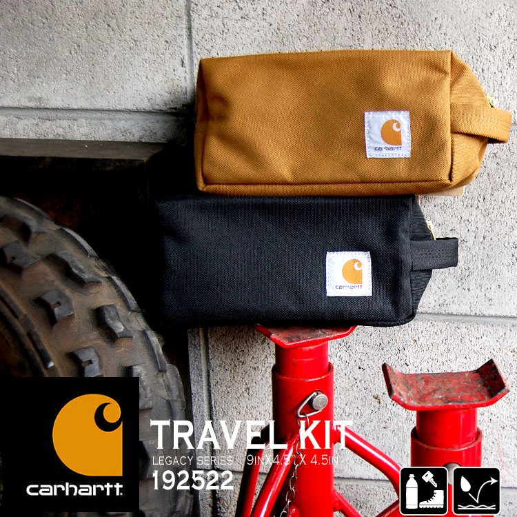 ポーチ carhartt カーハート メンズ 小物入れ 大きめ Lサイズ TRAVEL KIT ドップ キット レディース ツールポーチ ワーク ブランド かっこいい 黒 ブラウン カジュアル アメカジ ストリート ペンケース ケース 筆箱 旅行 合宿 頑丈 丈夫 メール便