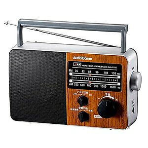 【中古】 オーム電機 ポータブルラジオ 木目 07-7776